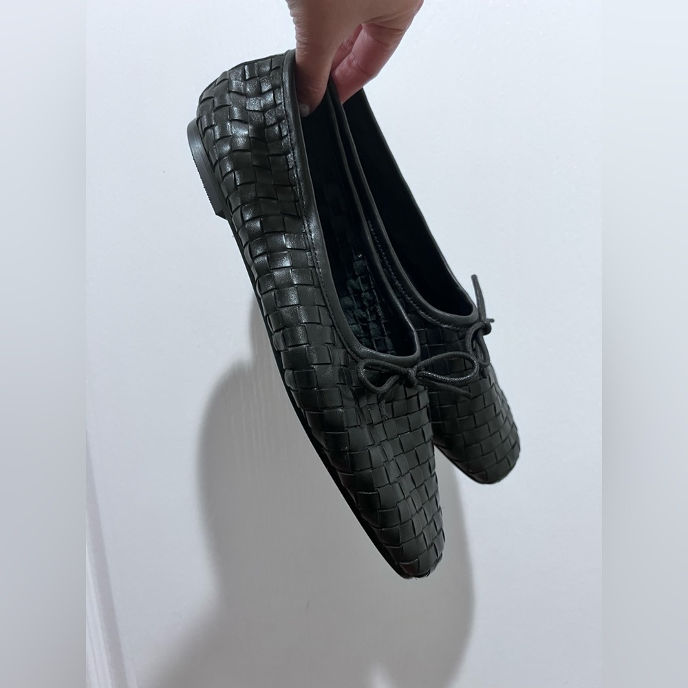 Quince Black Woven Leather Ballet Flats - Picture 4 of 13